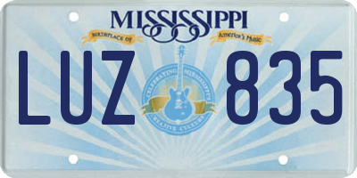 MS license plate LUZ835