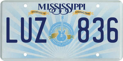 MS license plate LUZ836