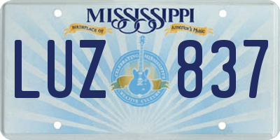 MS license plate LUZ837