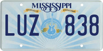 MS license plate LUZ838