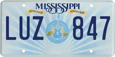 MS license plate LUZ847