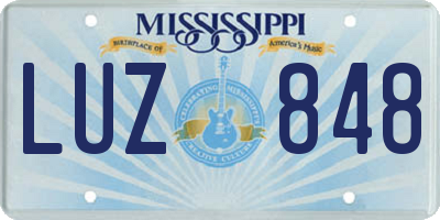 MS license plate LUZ848