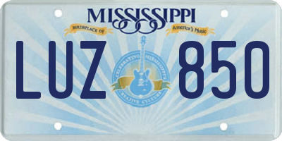 MS license plate LUZ850