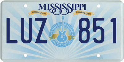 MS license plate LUZ851