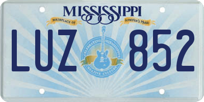 MS license plate LUZ852