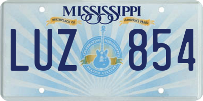 MS license plate LUZ854