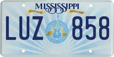 MS license plate LUZ858
