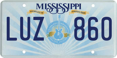 MS license plate LUZ860
