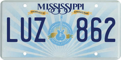 MS license plate LUZ862