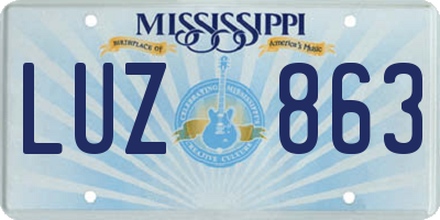 MS license plate LUZ863