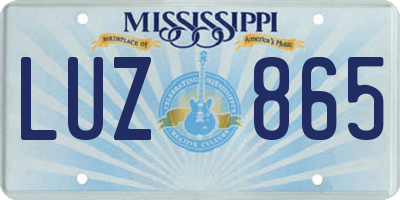 MS license plate LUZ865