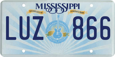 MS license plate LUZ866