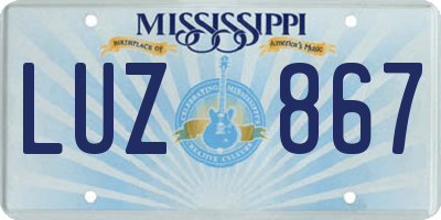 MS license plate LUZ867