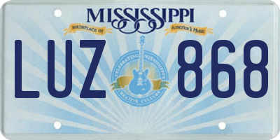 MS license plate LUZ868