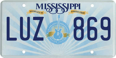 MS license plate LUZ869