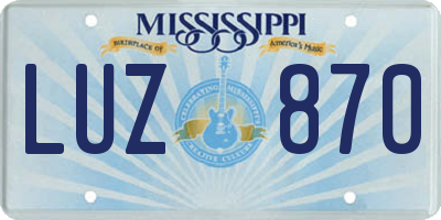 MS license plate LUZ870
