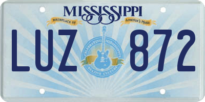 MS license plate LUZ872
