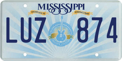 MS license plate LUZ874