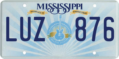 MS license plate LUZ876