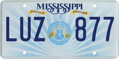 MS license plate LUZ877
