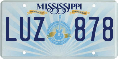 MS license plate LUZ878