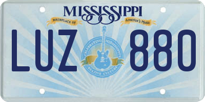 MS license plate LUZ880