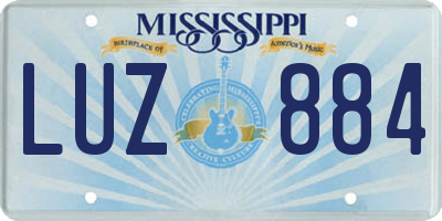 MS license plate LUZ884