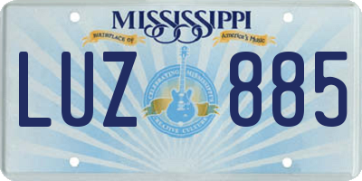 MS license plate LUZ885