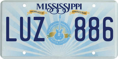 MS license plate LUZ886