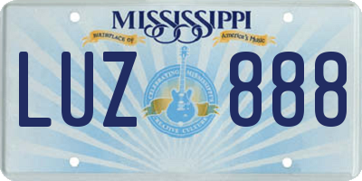 MS license plate LUZ888