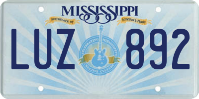 MS license plate LUZ892