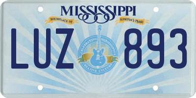 MS license plate LUZ893