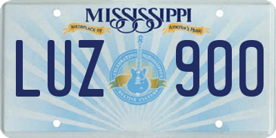 MS license plate LUZ900