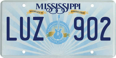 MS license plate LUZ902