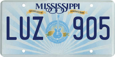 MS license plate LUZ905