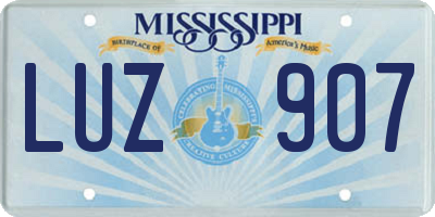 MS license plate LUZ907