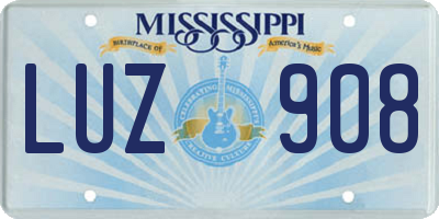 MS license plate LUZ908