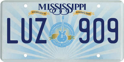 MS license plate LUZ909