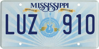 MS license plate LUZ910