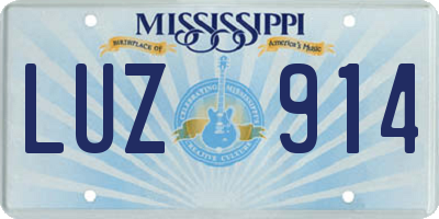 MS license plate LUZ914