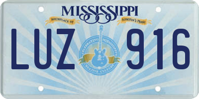 MS license plate LUZ916