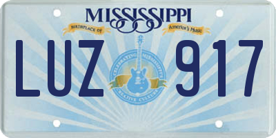 MS license plate LUZ917