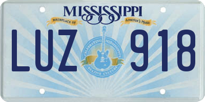 MS license plate LUZ918