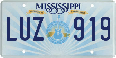 MS license plate LUZ919