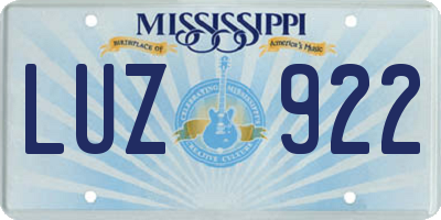 MS license plate LUZ922