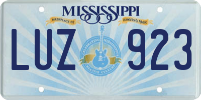 MS license plate LUZ923