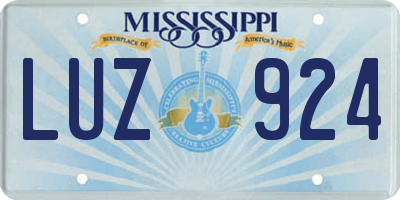 MS license plate LUZ924