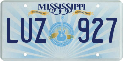 MS license plate LUZ927