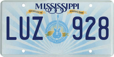 MS license plate LUZ928