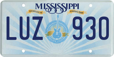 MS license plate LUZ930